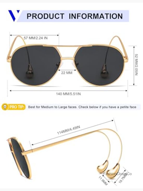 Oversized Polarized Aviator Sunglasses with Metal Frame UV400 Protection main image 5